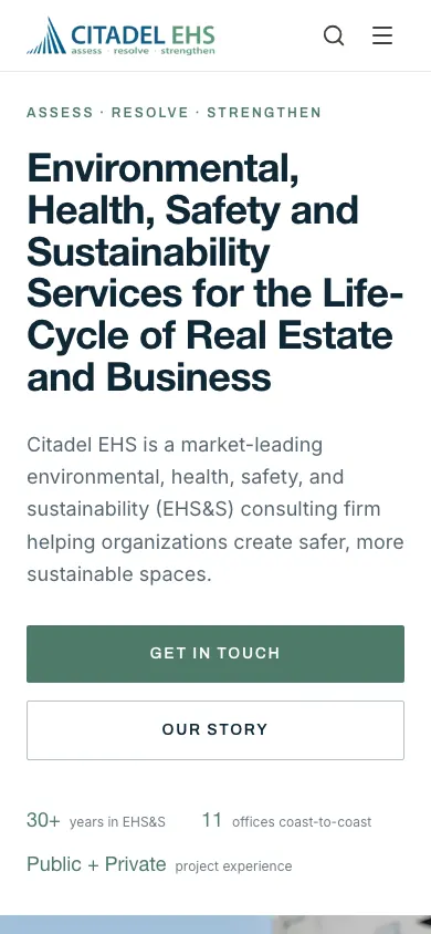 Citadel EHS website on a phone