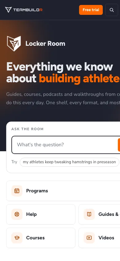 Locker Room website on a phone